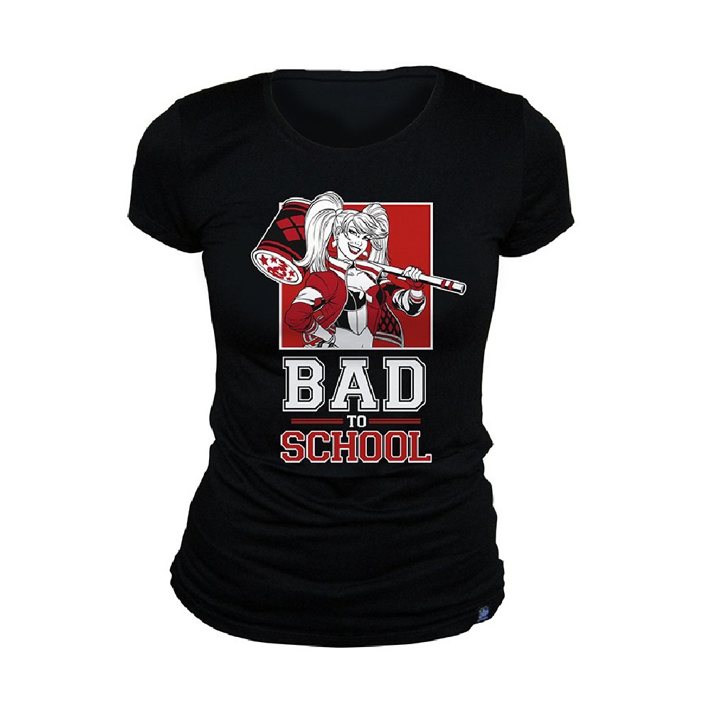 Tricou DC Comics - Harley Quinn Bad to School Negru Dama