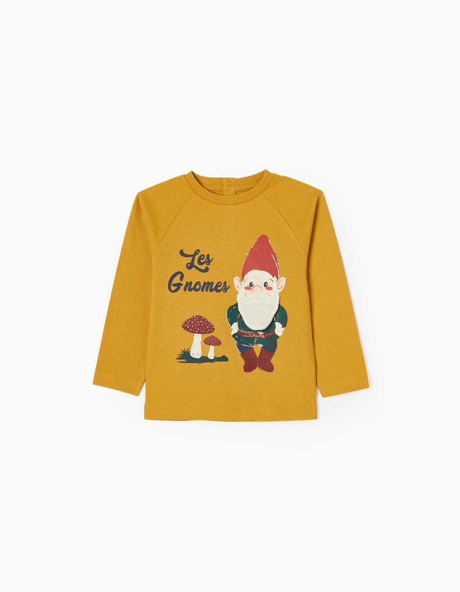 Tricou cu maneca lunga pentru bebelusi, Zippy, 3D Les Gnomes, Galben