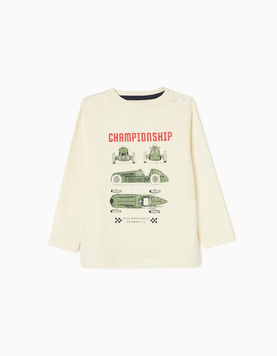 Tricou cu maneca lunga pentru bebelusi, Zippy, Championship, Bej