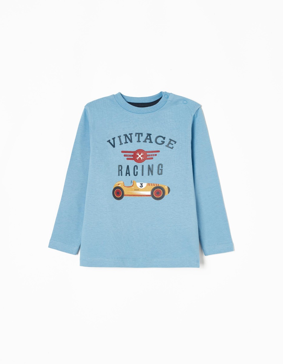 Tricou cu maneca lunga pentru bebelusi, Zippy, Vintage Racing, Albastru