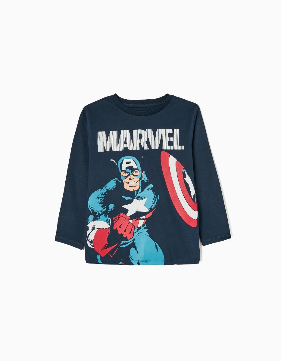 Tricou cu maneca lunga, Zippy, Marvel Captain America, Bleumarin