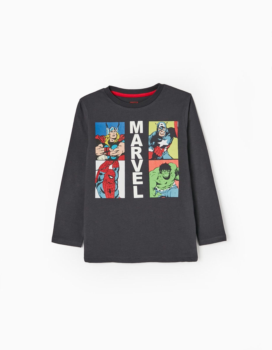 Tricou cu maneca lunga, Zippy, Marvel Avengers, Gri