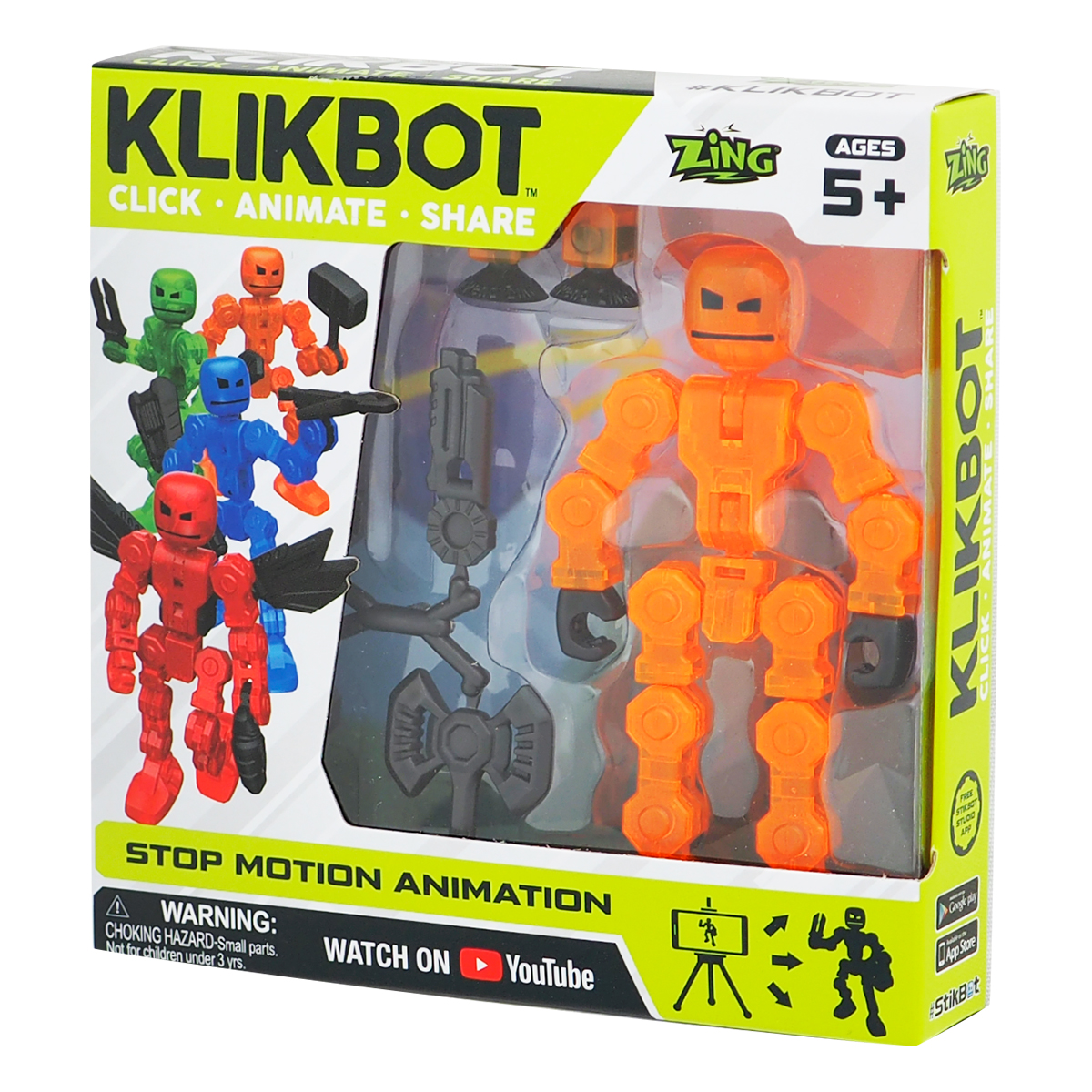 Figurina Robot articulat transformabil KlikBot, Orange