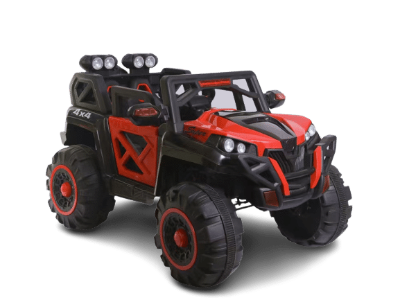 UTV electric pentru 2 copii Kinderauto Victoria, 140W 12V, scaun tapitat, roti moi, culoare Rosie