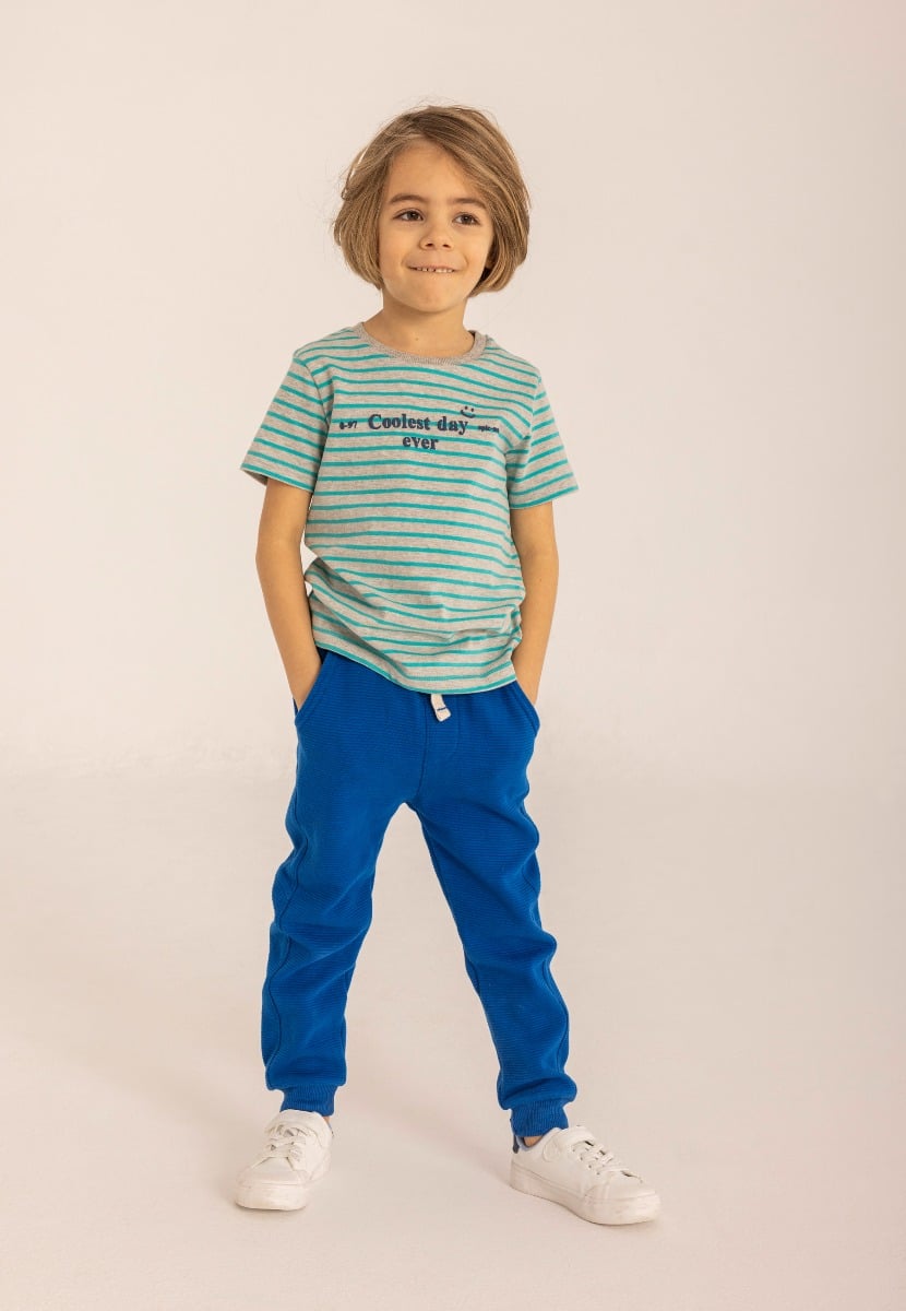 Pantaloni lungi cu talie elastica, Minoti, Albastru