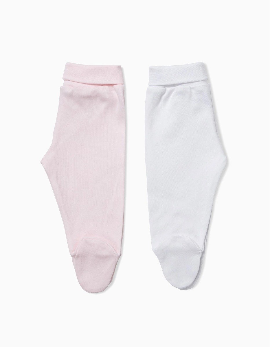 Set 2 pantaloni bebe roz/alb Zippy