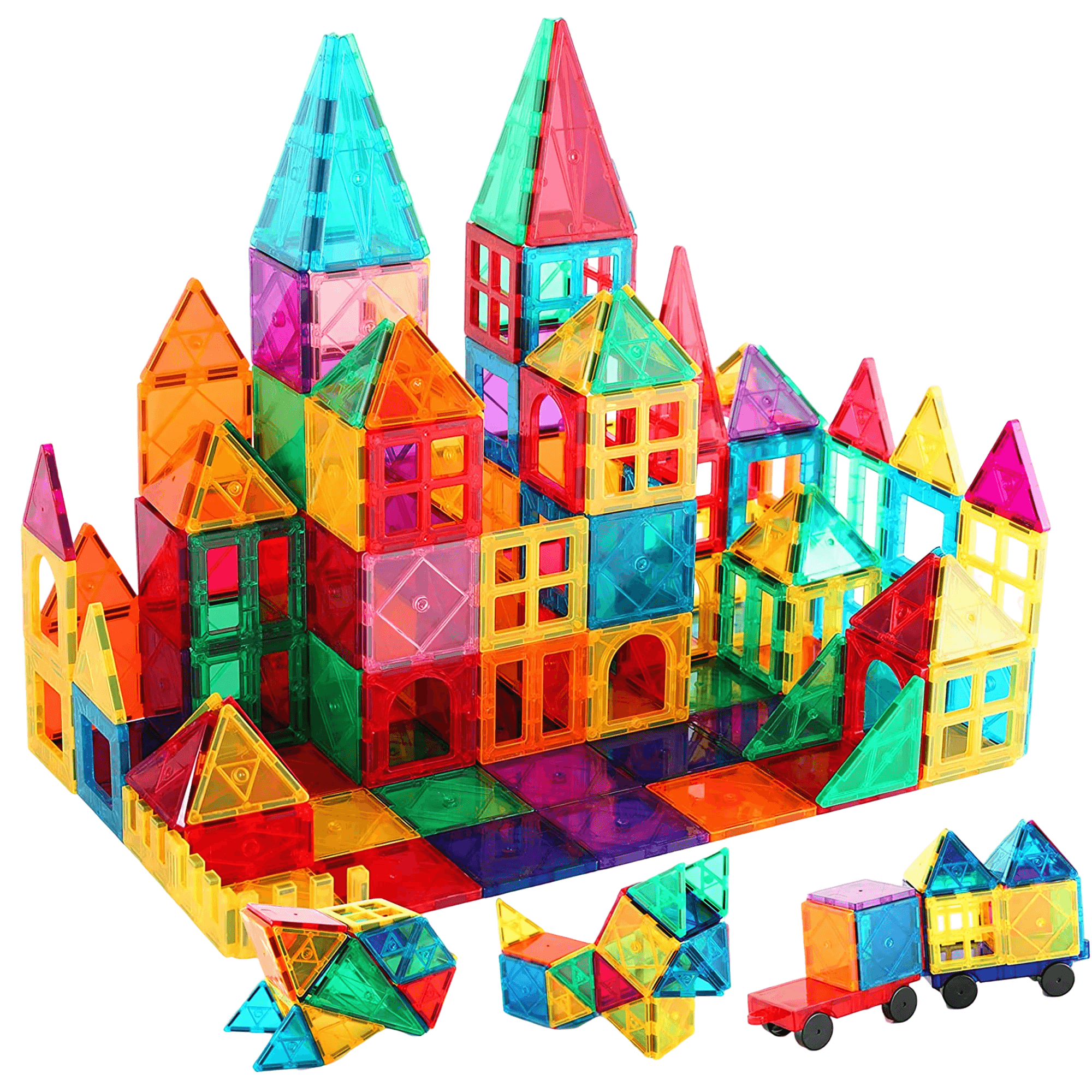 Set de Constructie Inteligent, Blocuri Magnetice STEM si Roti, Educativ si Creativ, 108 Piese, + 3 Ani