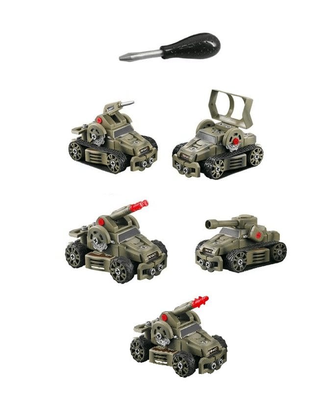 Set de Construcție Vehicul Militar 5 în 1, 62 piese cu Șurubelniță Inclusă