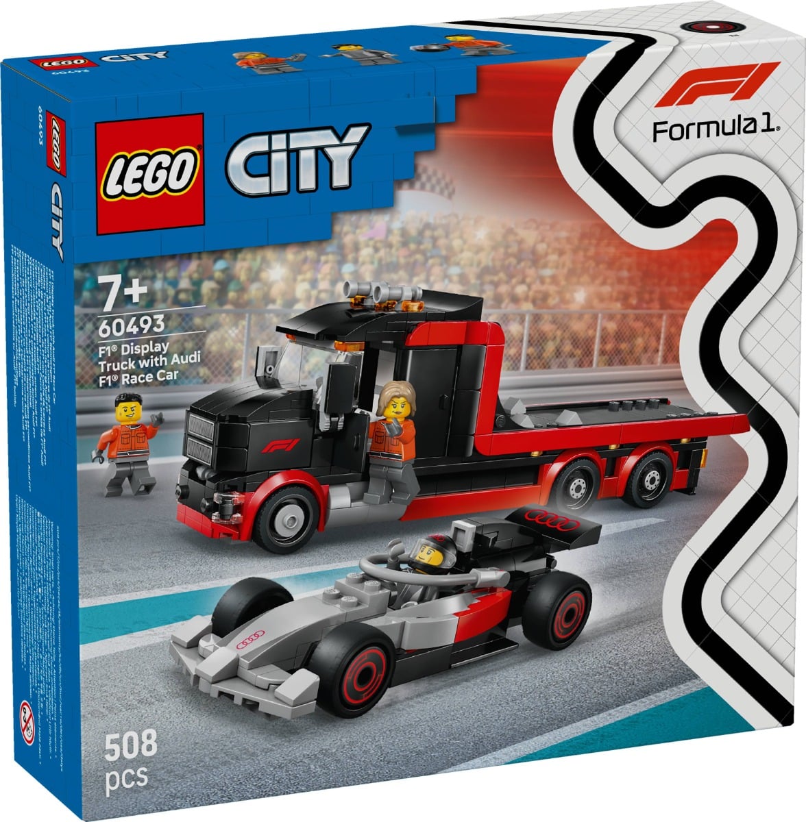 LEGO® City - Camion de prezentare F1 cu masina de curse Audi F1 (60493)