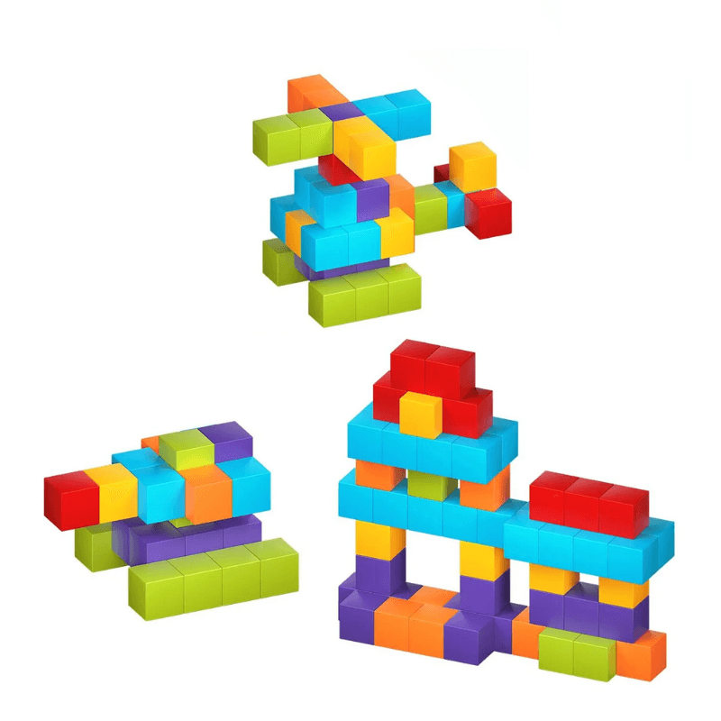 Set Cuburi Magnetice Educative 3D Ludiro, 96 Piese pentru Creativitate, Logica si Dezvoltare STEM