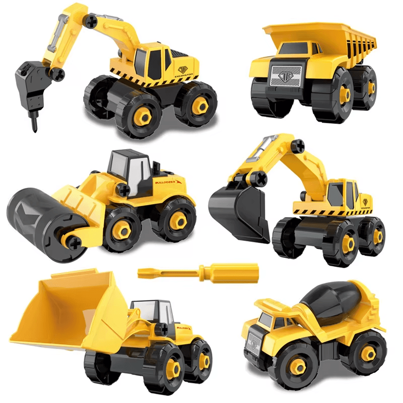 Utilaje Constructii pentru Copii 6 in 1 Ludiro, 104 Piese DIY cu Surubelnita
