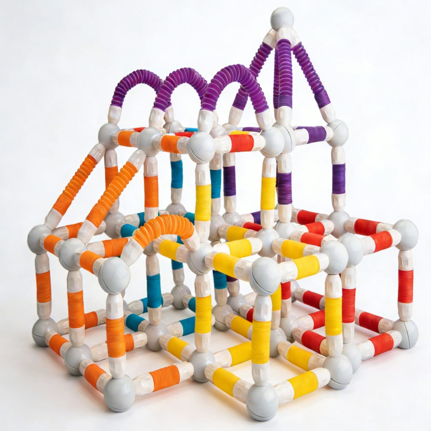 Set Construcție 3D Magnetic și Flexibil Ludiro, 138 Piese Telescopice, Jucărie STEM Educativă 3+ Ani