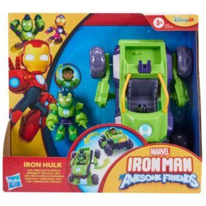 Set 2in1 figurina cu vehicul, Marvel, Iron Man And His Awesome Friends, Iron Hulk, G1475