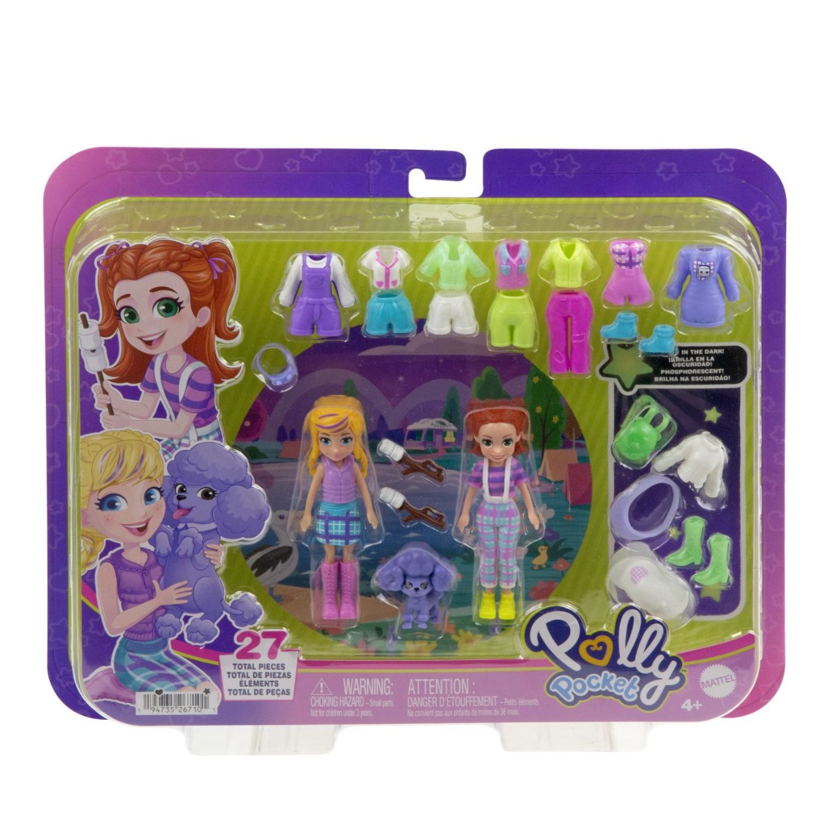 Set 2 papusi cu haine si accesorii, Polly Pocket, JCB23