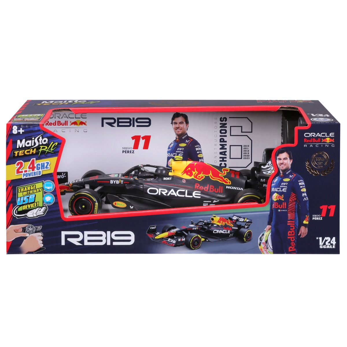 Masina de curse cu telecomanda, Maisto Tech, F-1 Ferrari RB19, Sergio Perez, 1:24