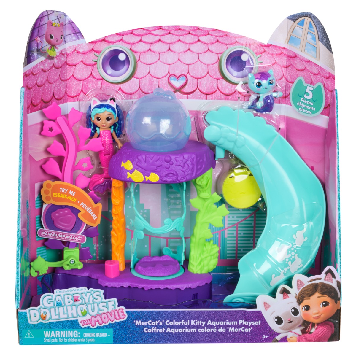 Set de joaca cu figurine, Gabbys Dollhouse, Mer-Cats Colorful Kitty Aquarium, 6074401
