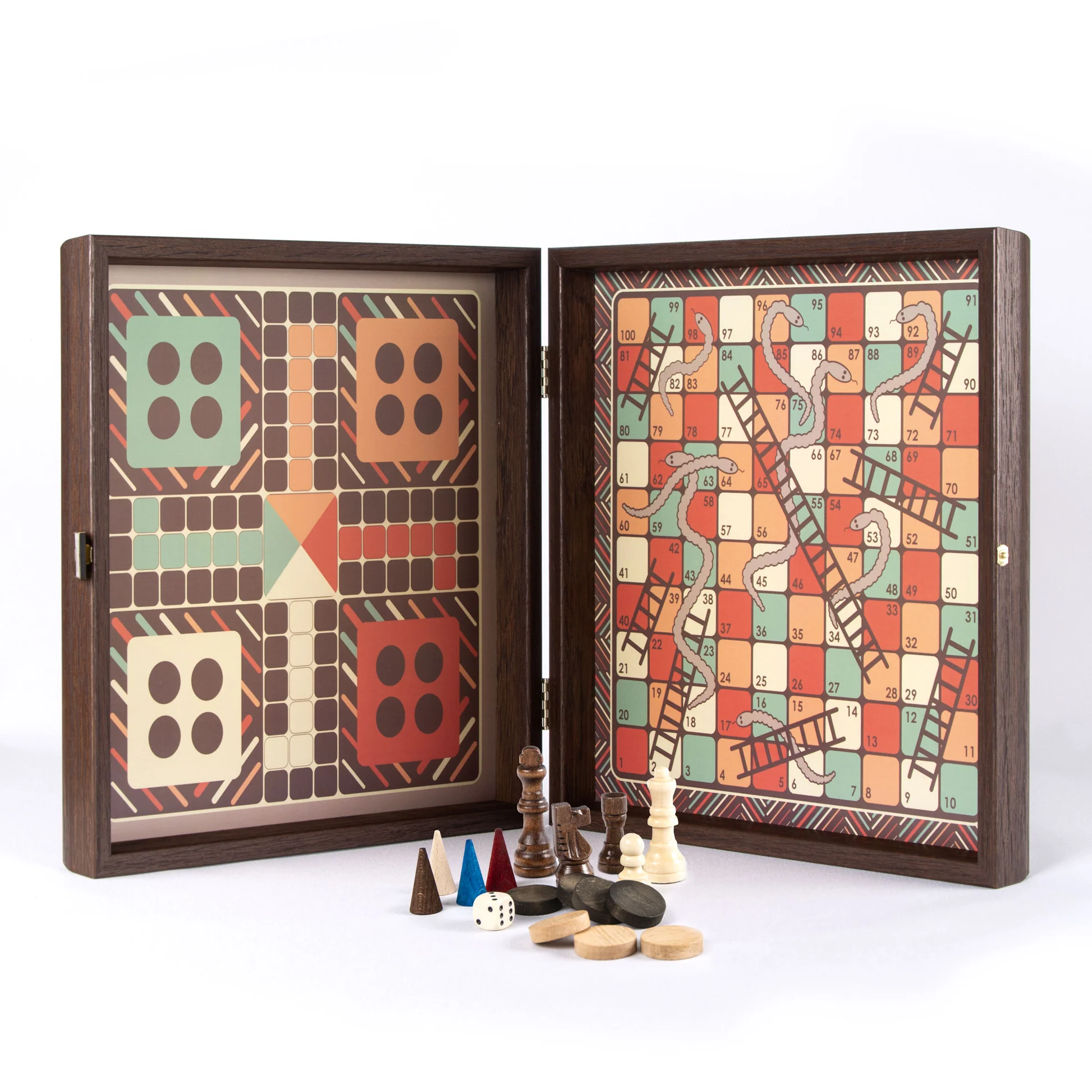 Set Manopoulos (4 in 1) sah, Table, Ludo Snakes 34 x 34 cm - 4 CULORI