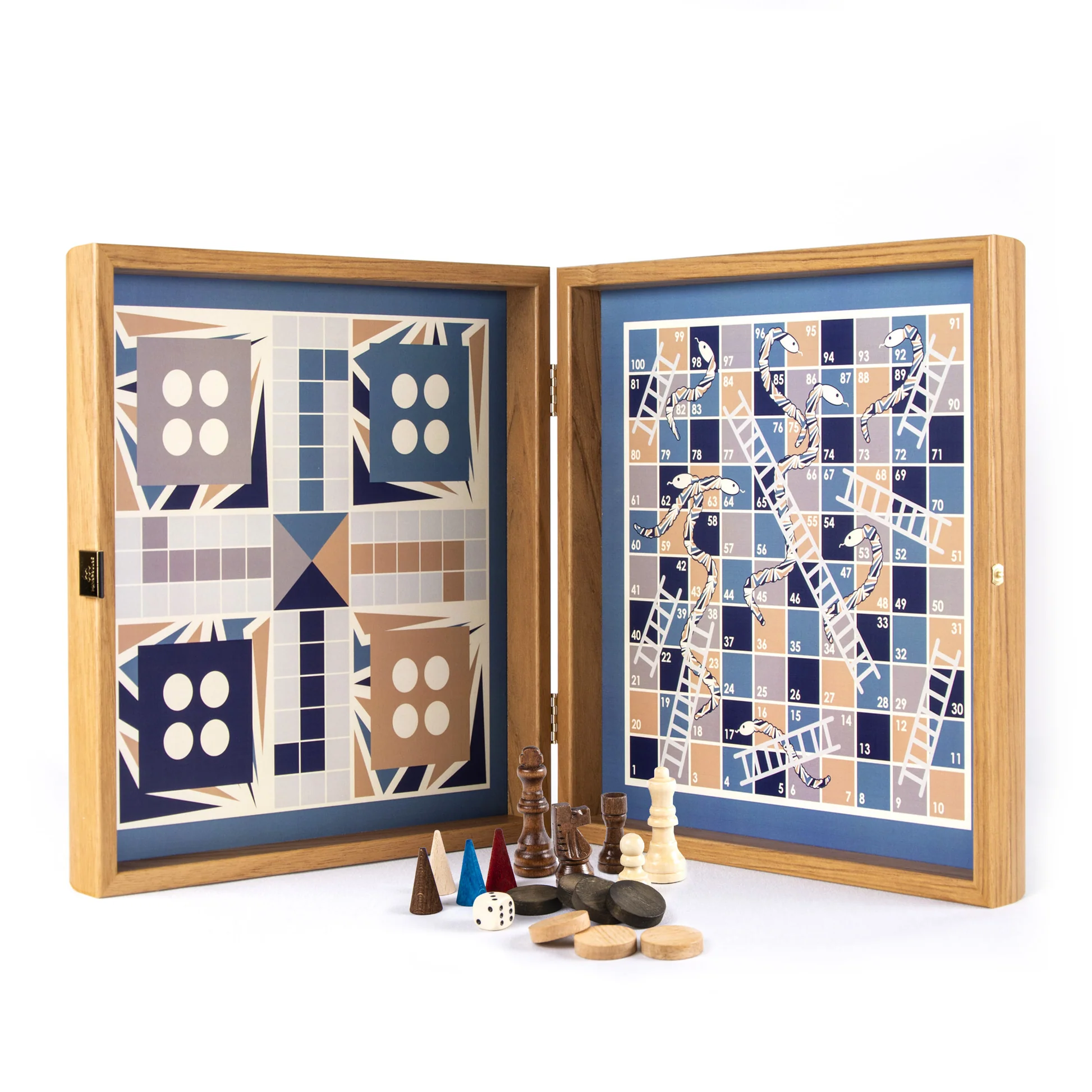 Set Manopoulos (4 in 1) sah, Table, Ludo Snakes 34 x 34 cm - 4 CULORI
