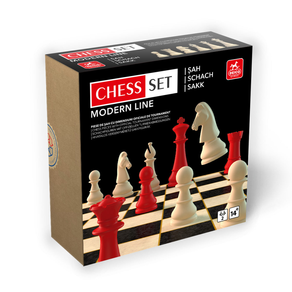 Set Sah Modern Line Rosu , Rege 8,75 cm