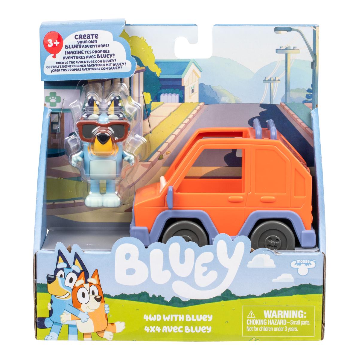 Set de joaca cu figurina si masina, Bluey, 4WD si Bluey