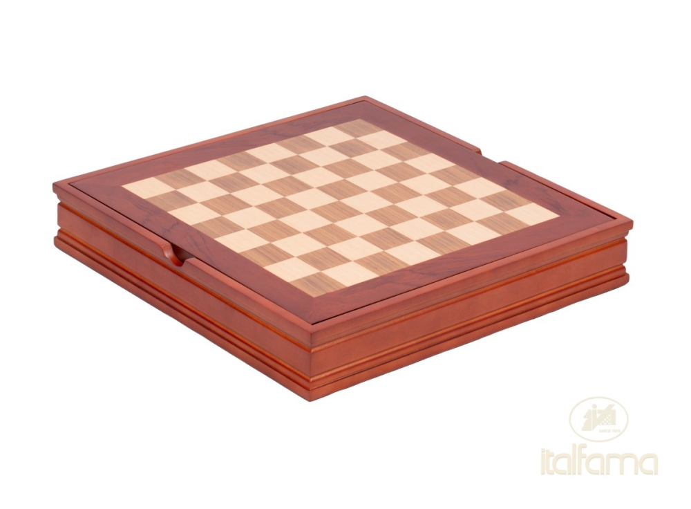 Tabla de sah cu cutie din lemn de nuc, 37 x 37 cm, patrat 40mm