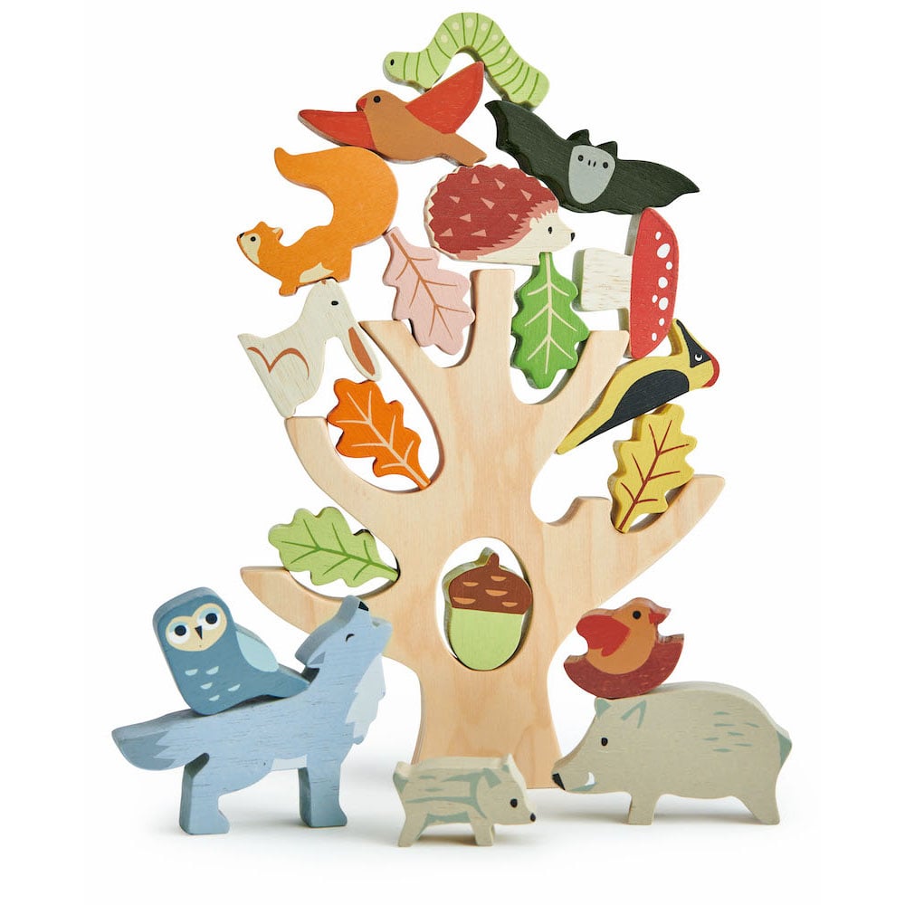 Asezarea din padure din lemn preminum, Tender Leaf Toys, 19 piese