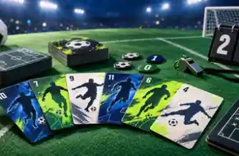 Copii jucand carti cu tematica de fotbal