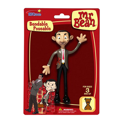 Figurină Mr. Bean maleabilă NJ Croce, în ambalajul blister roșu