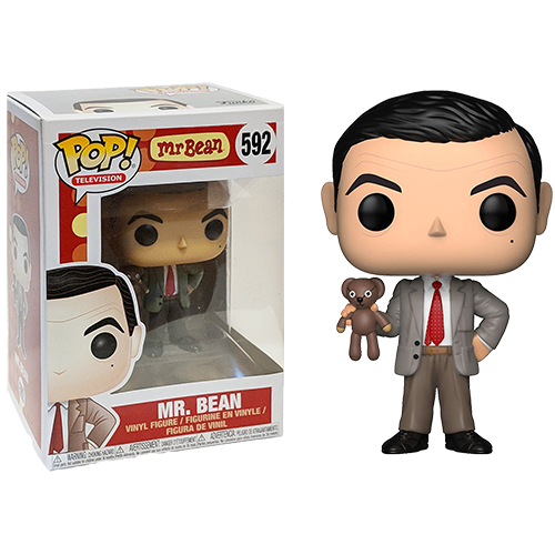 Funko Pop Mr. Bean în costum cu Teddy și cutia numerotată 592