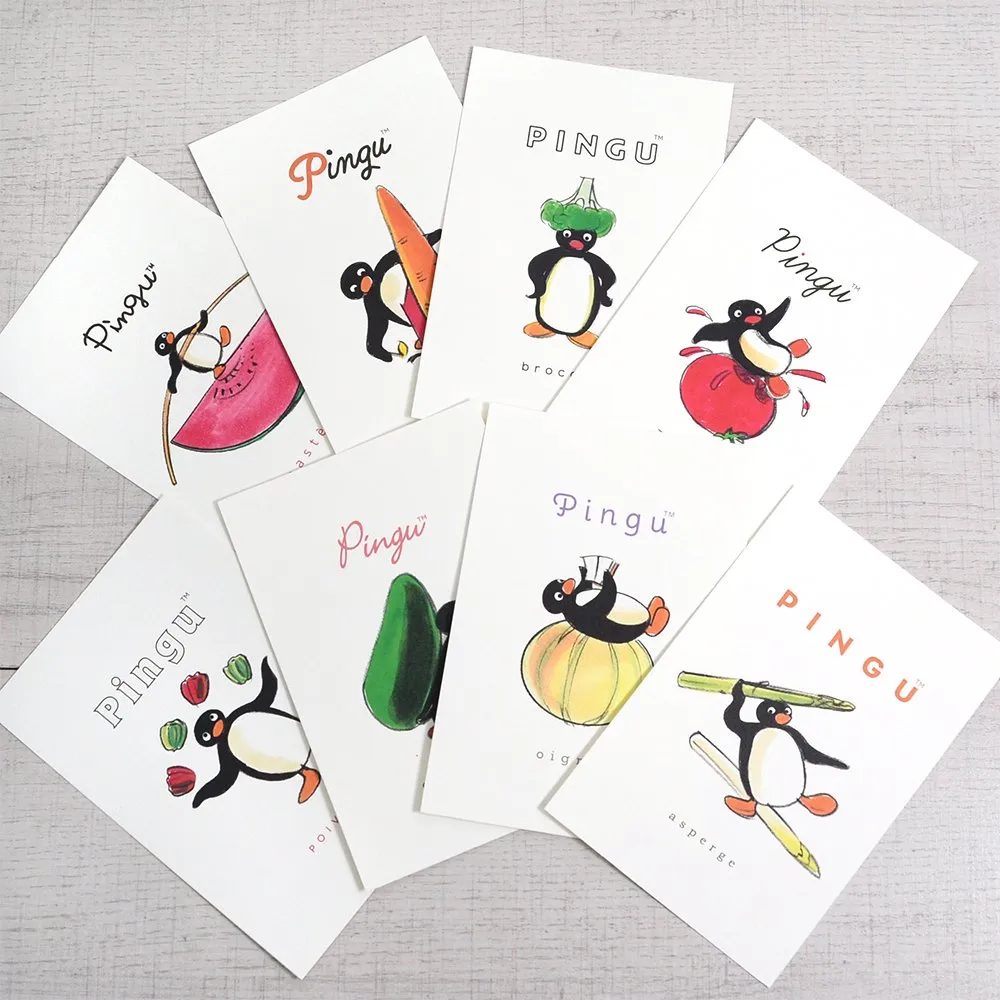 Set de 8 cărți poștale Pingu Vegetables — fotografie Magazinul oficial Pingu Japonia