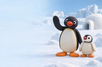 Pingu și Pinga într-un peisaj de zăpadă — ilustrație editorială generată cu AI